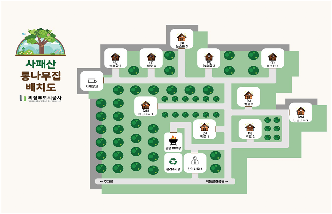 사패산 통나무집 시설 안내도